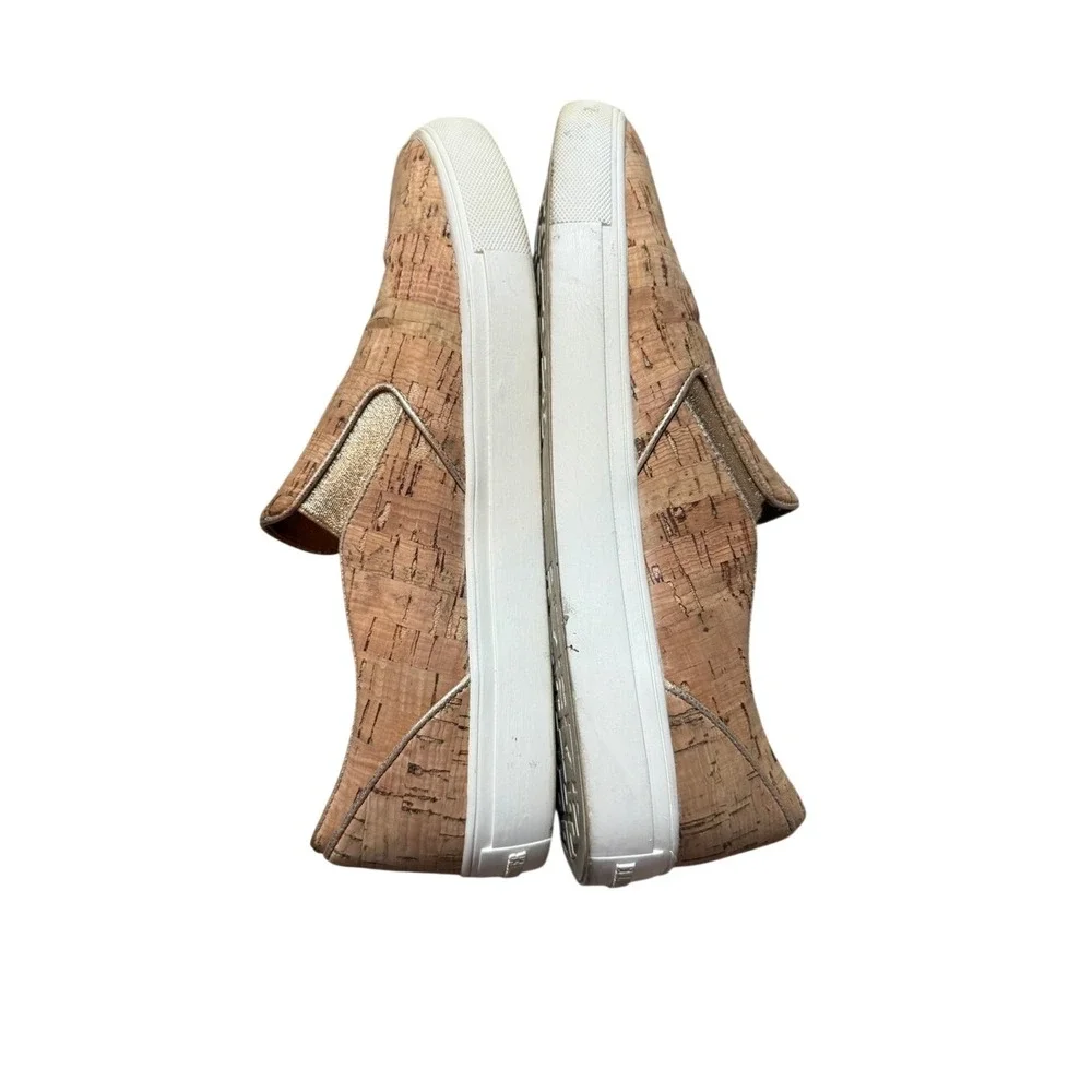 Elaine‎ Turner Natural Cork Gold Trim Slip On Sneakers 8 Beachy Euro Summer Boho